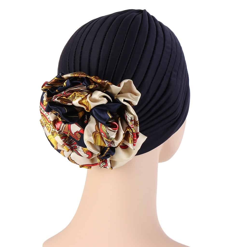 Turbante Rachel Lenço De Cabelo Para Mulher Azul-Marinho Moda Quimioterapia