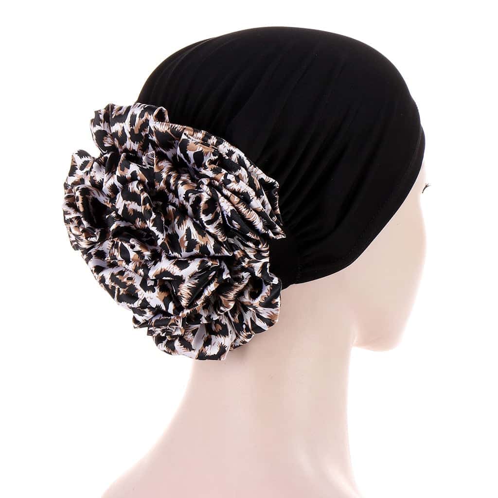Cachecol De Quimio Nancy Preto Leopardo Para Mulher Gorro