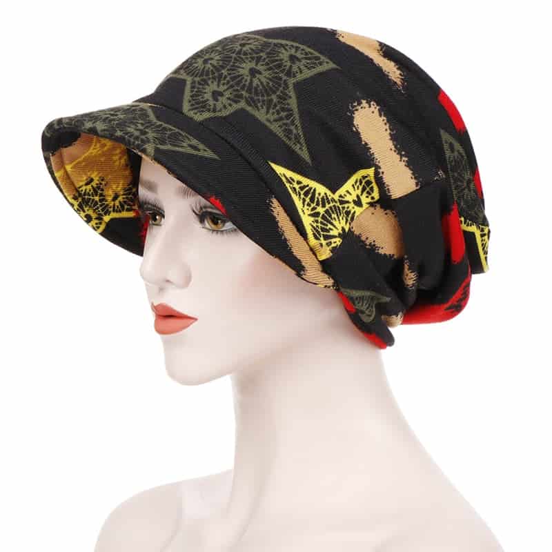 Lisa Lenço De Quimioterapia Para Mulher Gorro Com Padrão Preto