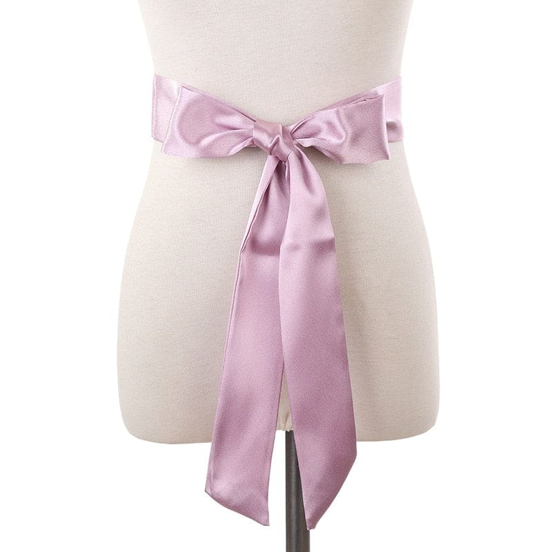Emeline Lenço Para Senhora Cinto Vestido Calças Liso Roxo