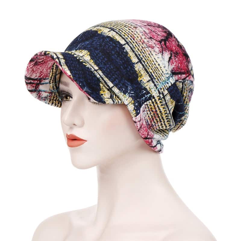Lenço De Quimioterapia Feminino Noémie Cap Padrão Azul E Cor-De-Rosa