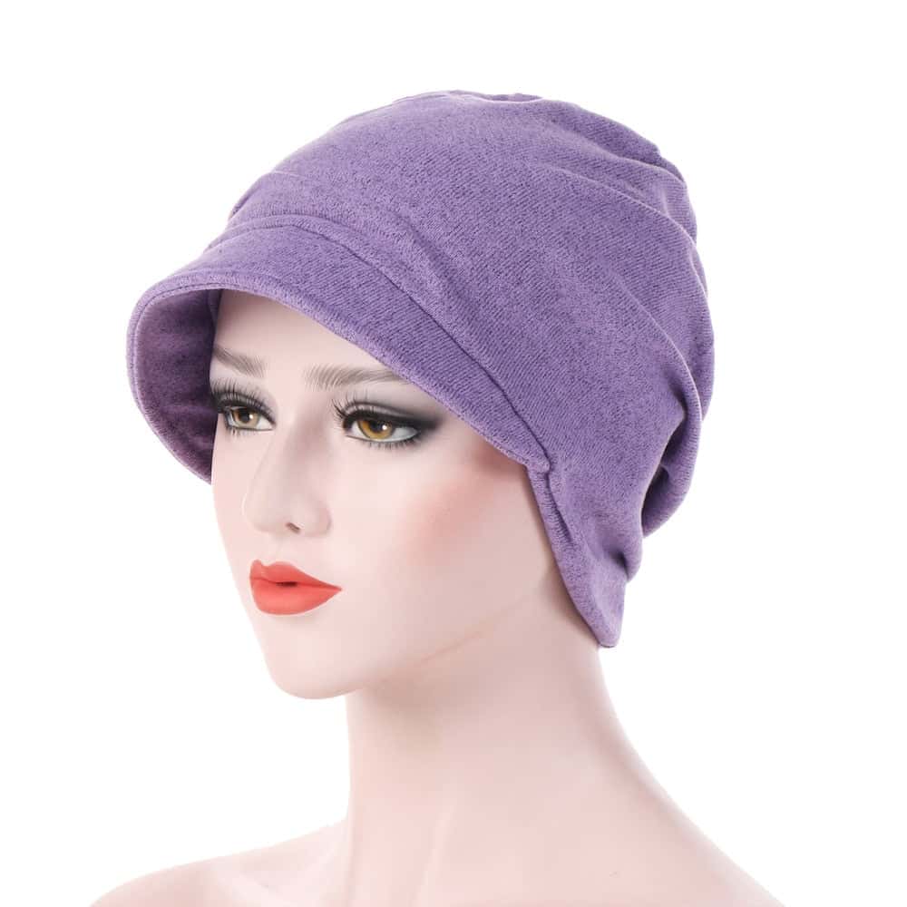 Brigitte Cachecol Feminino De Algodão Roxo Com Gorro De Quimioterapia