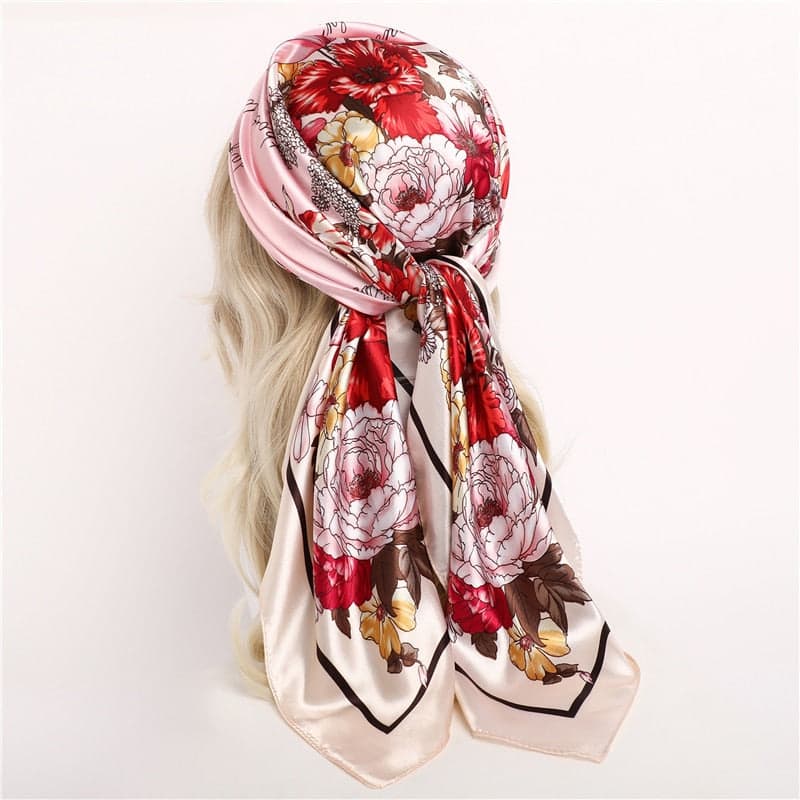 Cachecol Floral Vermelho Para Mulher Coralie