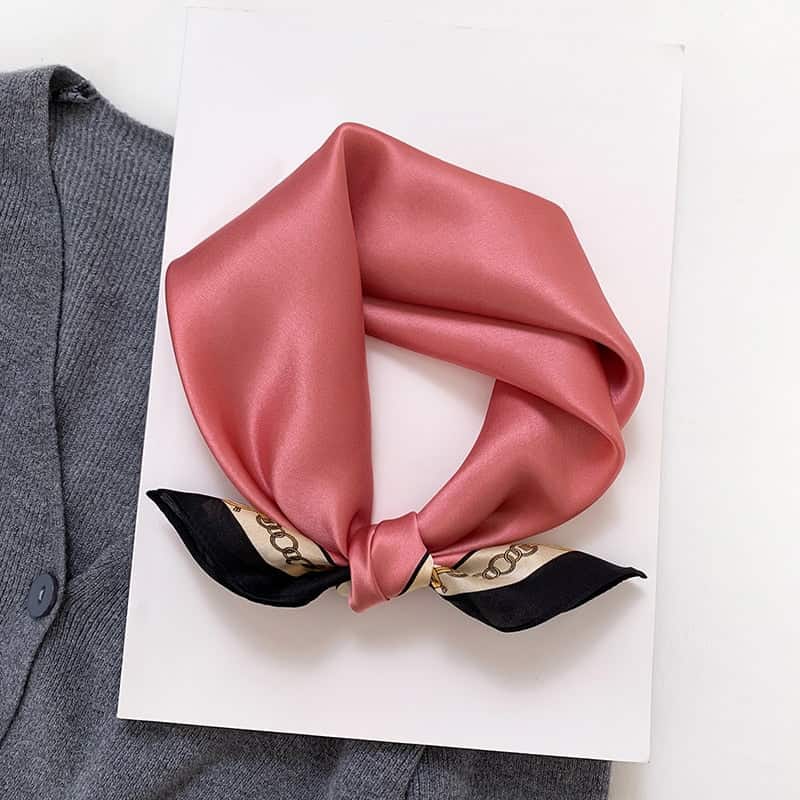 Lenço Quadrado De Seda Para Mulher Valentine Rosa Liso