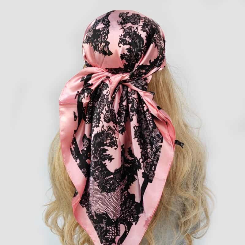 Léa Cachecol De Renda Rosa Para Mulher Preto