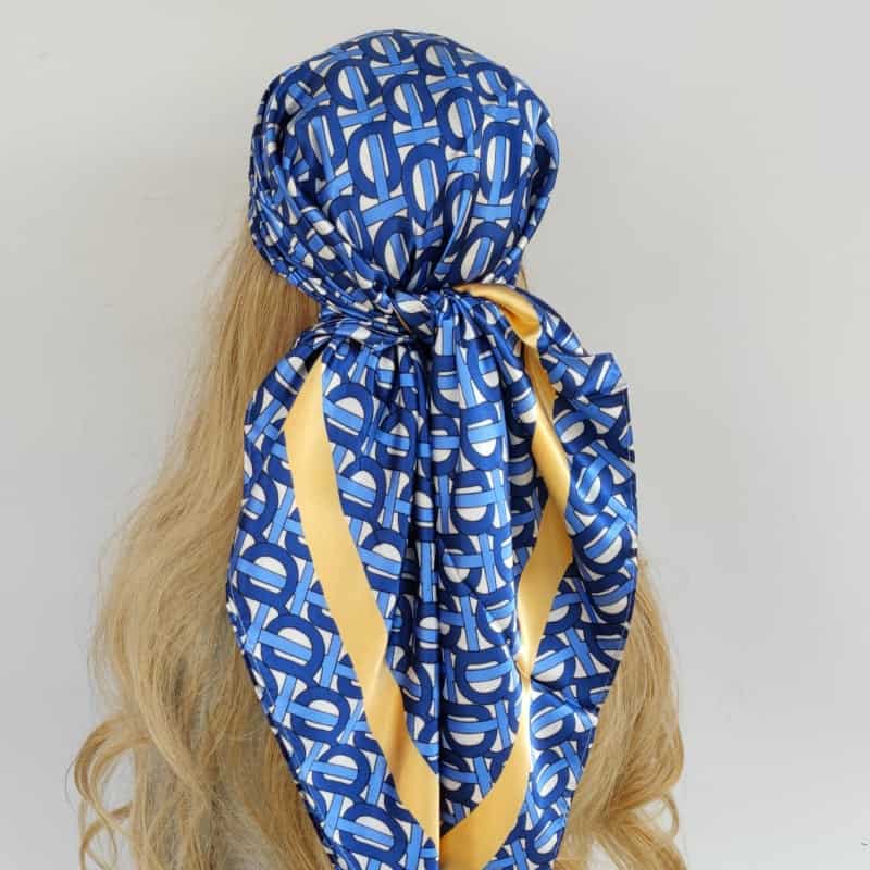 Cachecol Com Padrão Azul Para Mulher Karine