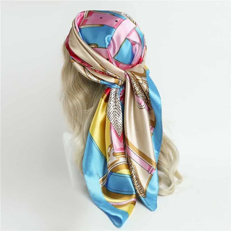 Cachecol Com Padrão Azul-Rosa Morgane Para Mulher
