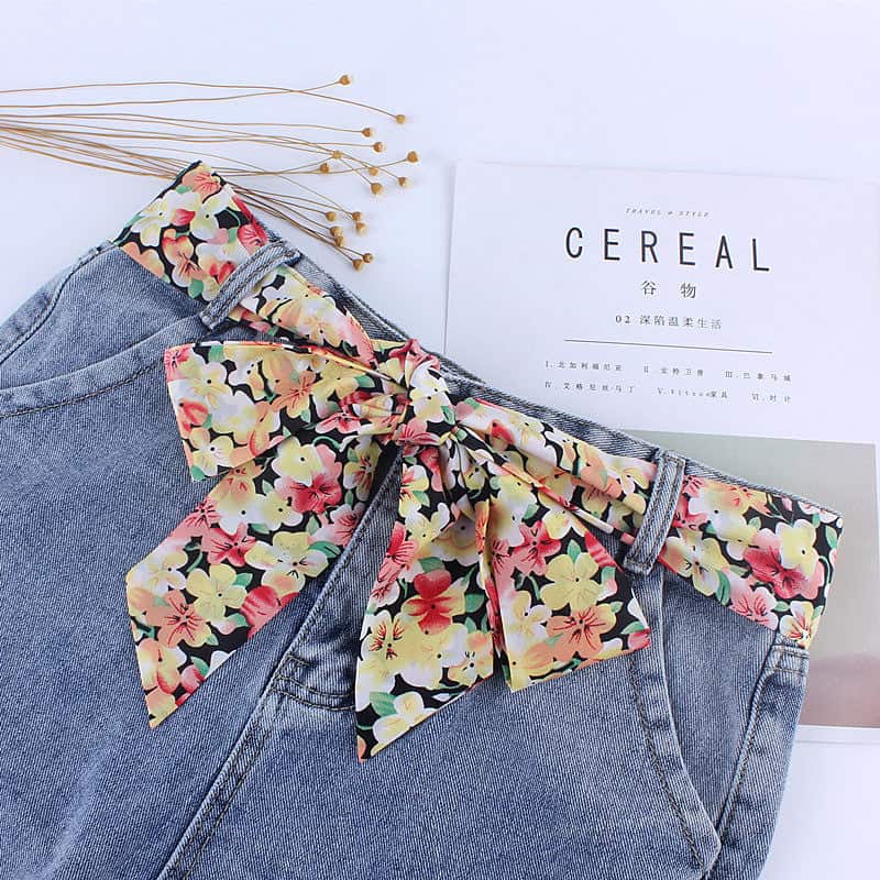 Lenço Para Senhora Cinto Calças Vestido Com Padrão Multicolorido