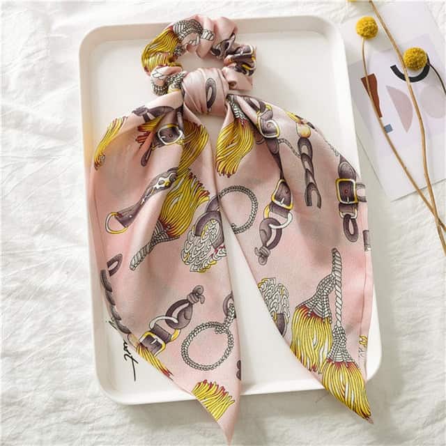 Cachecol Cor-De-Rosa Chouchou Cintos E Borlas