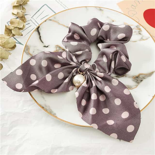 Cachecol Curto Chouchou Com Bolinhas Cinzentas