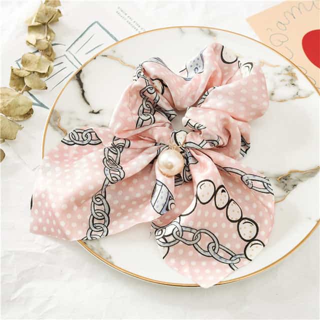 Cachecol Curto Chouchou Corrente Cor-De-Rosa