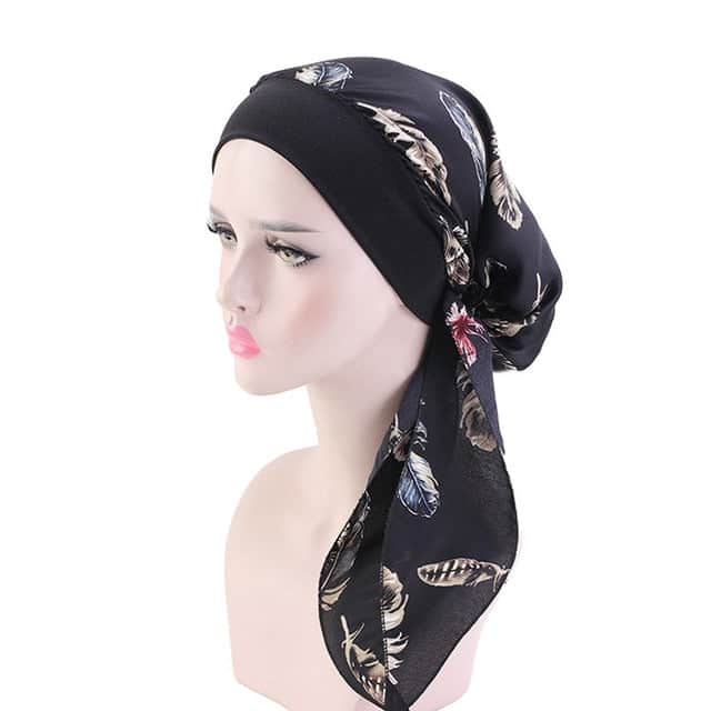 Lucille Fashion Lenço De Quimioterapia Para Mulher Com Padrão Preto