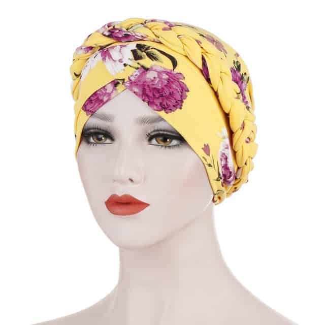 Lenço De Turbante De Quimioterapia Amarelo - Floral