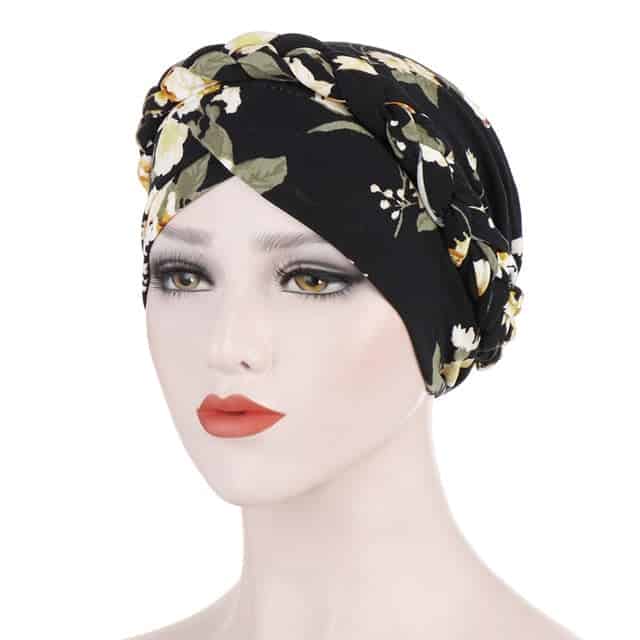 Lenço De Turbante Preto Para Quimioterapia - Floral