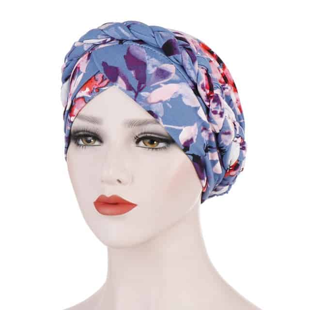 Elliane Modern Blue Patterned Chemo Turban Hair Scarf Para Mulher