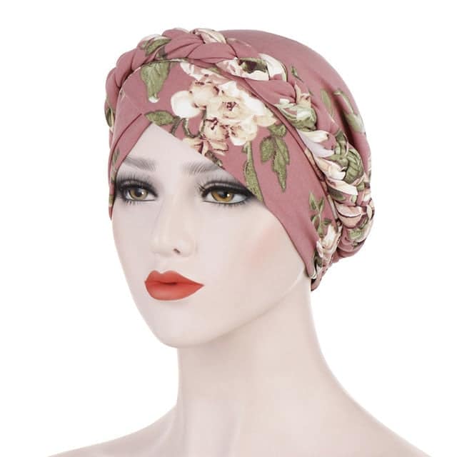 Turbante Lenço De Cabelo Moderno Quimioterapia Mulher Cor-De-Rosa Com Padrão