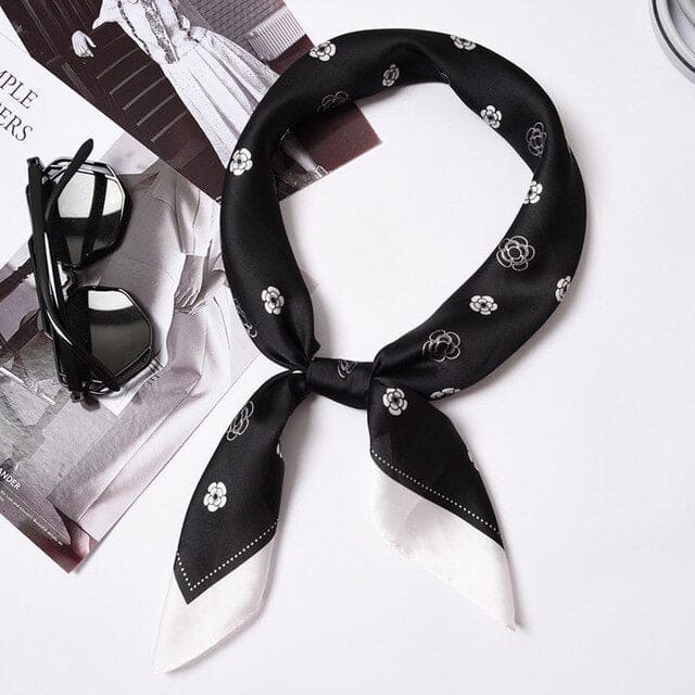 Cachecol De Senhora Chemo Moda Quadrado Preto Estampado