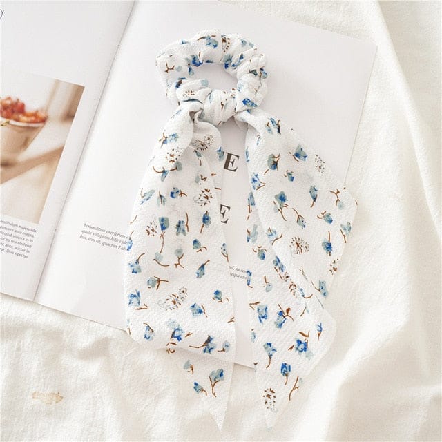 Lenço Branco Primavera Scrunchie