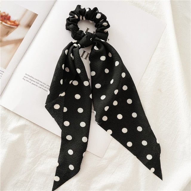 Lenço De Pescoço Preto Com Bolinhas