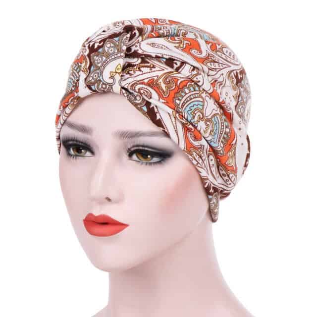 Izyl Lenço De Cabelo Moderno Para Mulher Chapéu Com Padrão Laranja