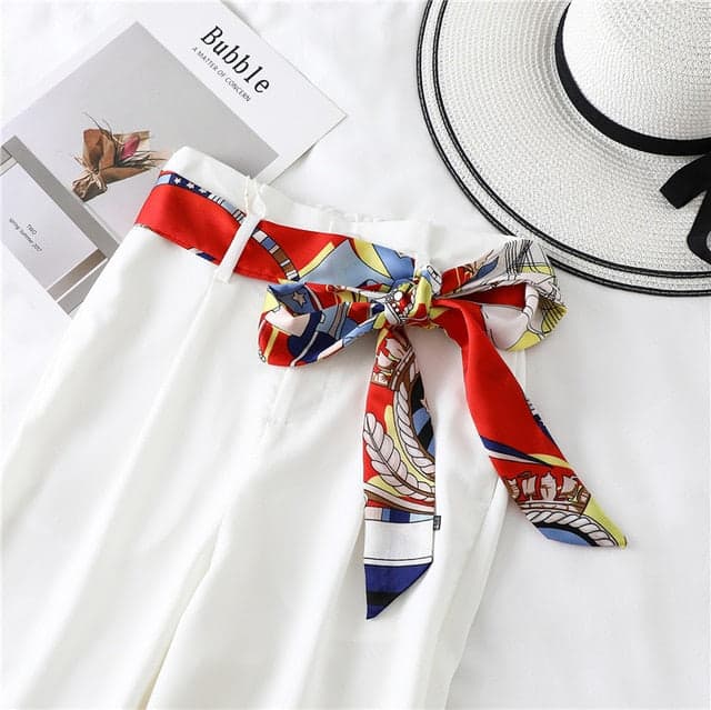 Oraily Cinto Cachecol Calças De Senhora Vestido Vermelho Estampado