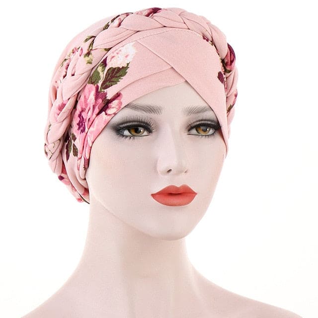 Lenço De Turbante Quimio Cor-De-Rosa - Floral