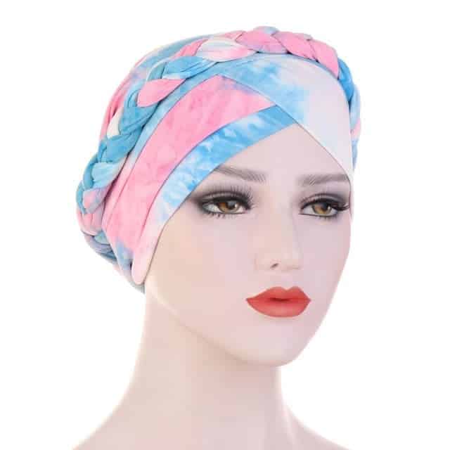 Azul - Lenço De Turbante Em Tons Pastel Para Quimioterapia