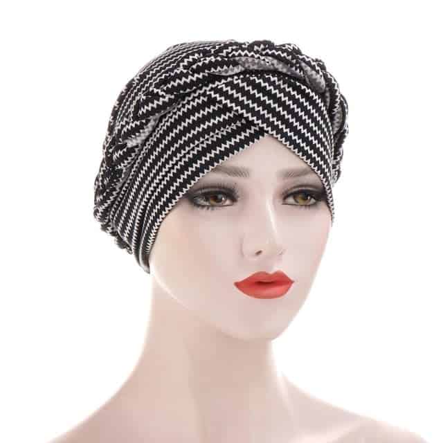 Arlette Moderno Turbante Lenço Para O Cabelo Chemo Preto Branco