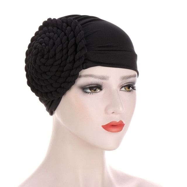 Touca De Quimioterapia Para Mulher Lenço De Cabelo Preto Liso