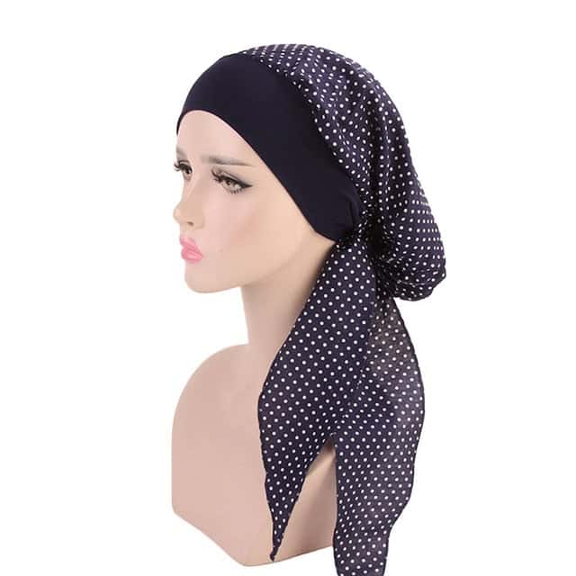 Cachecol De Quimioterapia Anaïs Modern Para Senhora Bolinhas Azul-Marinho