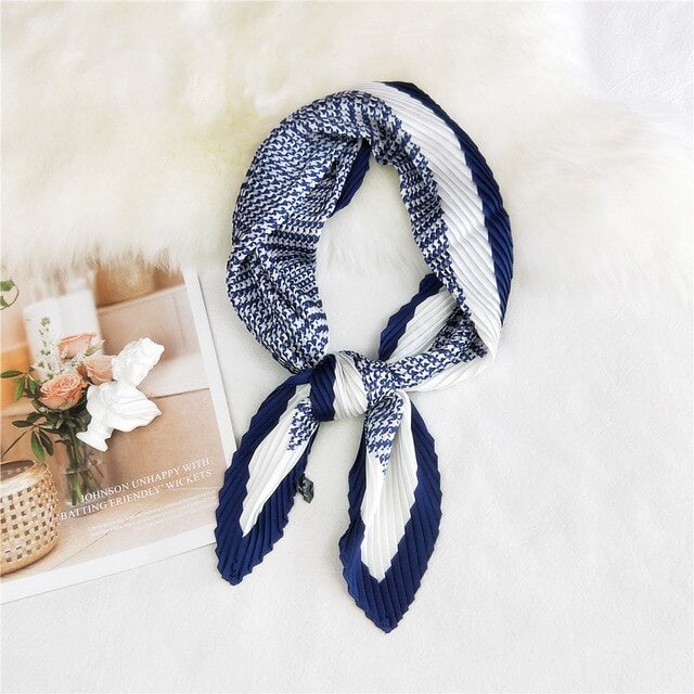 Lenço De Cabelo Plissado - Azul Marinho