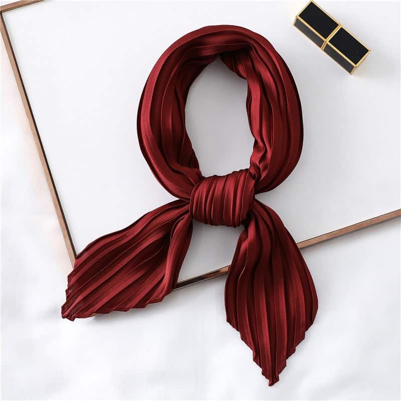 Lenço De Cetim Para Quimioterapia, Plissado, Para Mulher, Cor De Vinho, Liso