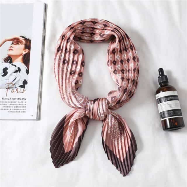 Lenço De Cabelo Plissado Cor-De-Rosa - Elisine