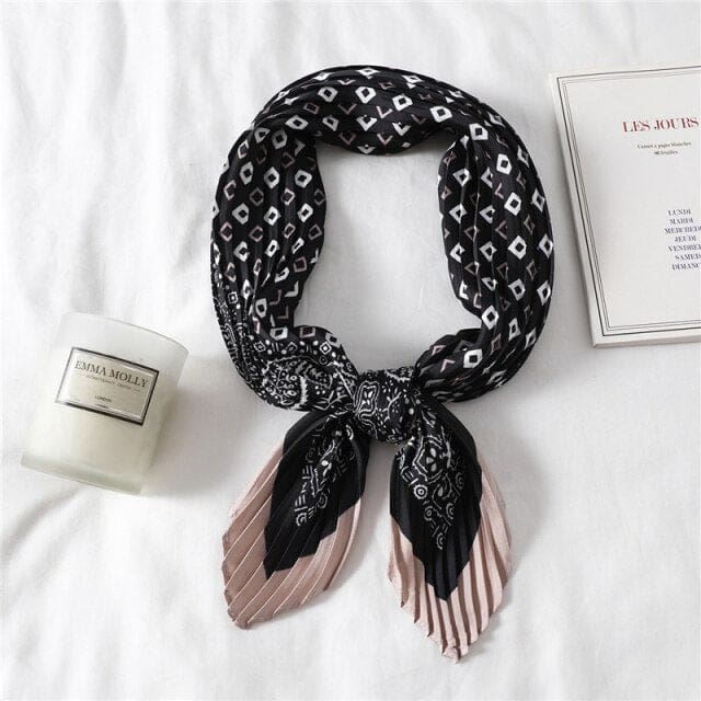 Lenço De Cabelo Preto Com Pregas - Elisine