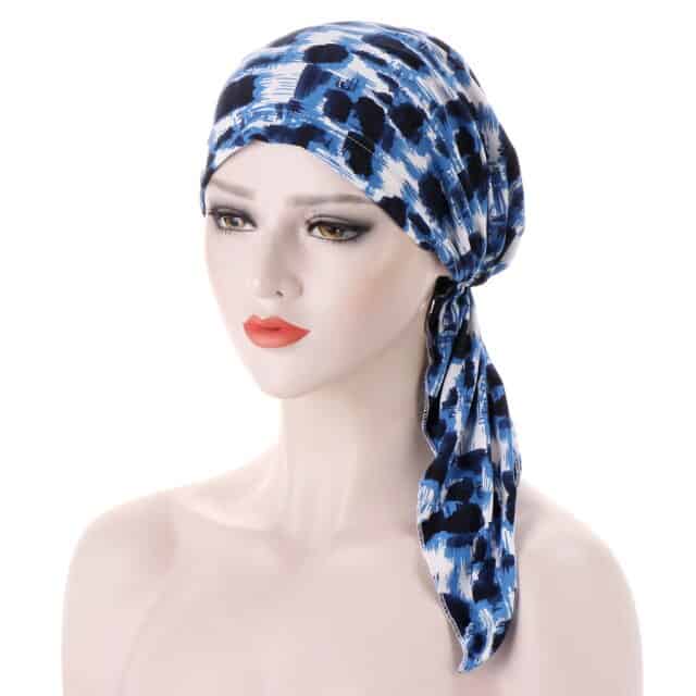 Inaya Fashion Lenço De Quimioterapia Para Mulher Com Padrão Azul