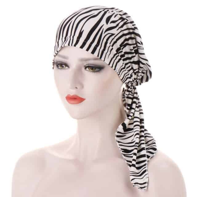 Lenço Branco Comprido Para Quimioterapia - Zebra