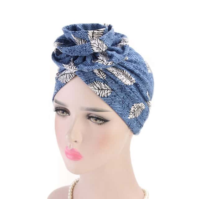 Lenço De Turbante Azul Para Quimioterapia - Exontine