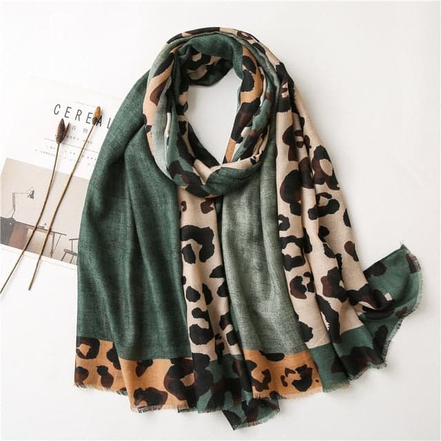 Cachecol 180 Verde Para Mulher - Dália Leopardo