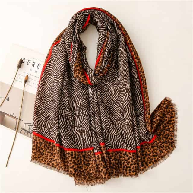Cachecol 180 Vermelho Para Mulher - Venla Leopard