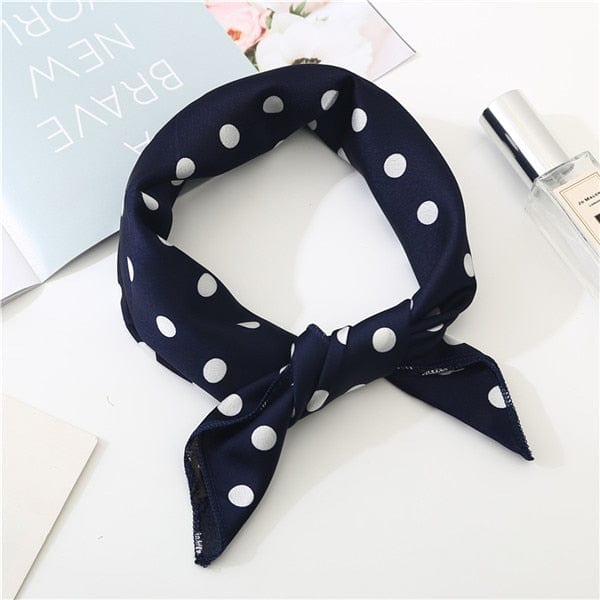 Lenço Para O Cabelo 50 - Azul Marinho Com Bolinhas