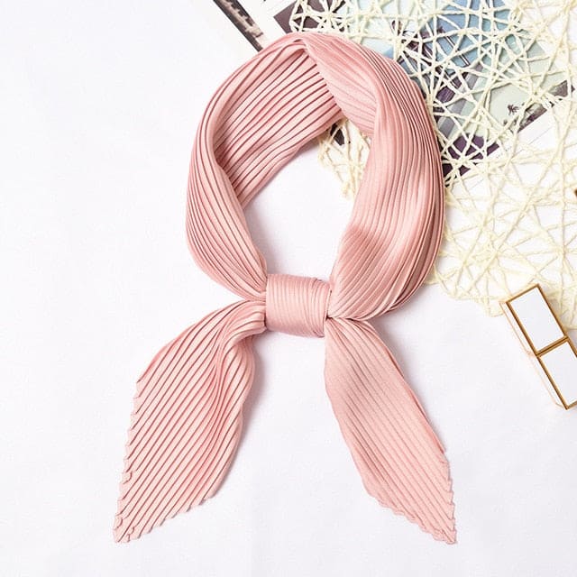 Lenço Plissado Para Cabelo Cor-De-Rosa